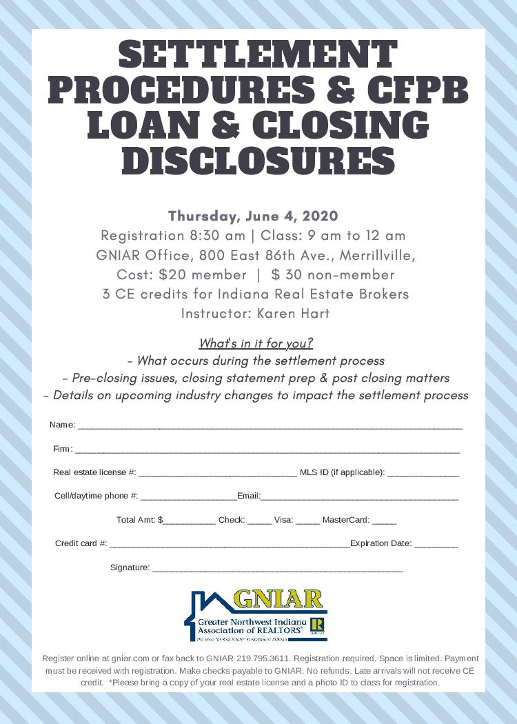 Settlement Procedures CFPB Loan Closing Disclosures June 2020 page 001